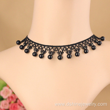 Customized Gothic Choker Beaded Crochet Lace Tassel Necklace